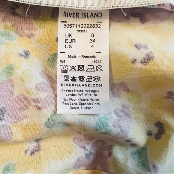River Island Floral Print Puff Sleeve Crop Top, Yellow/Purple, Small/Size 4, NWT - Picture 15 of 15